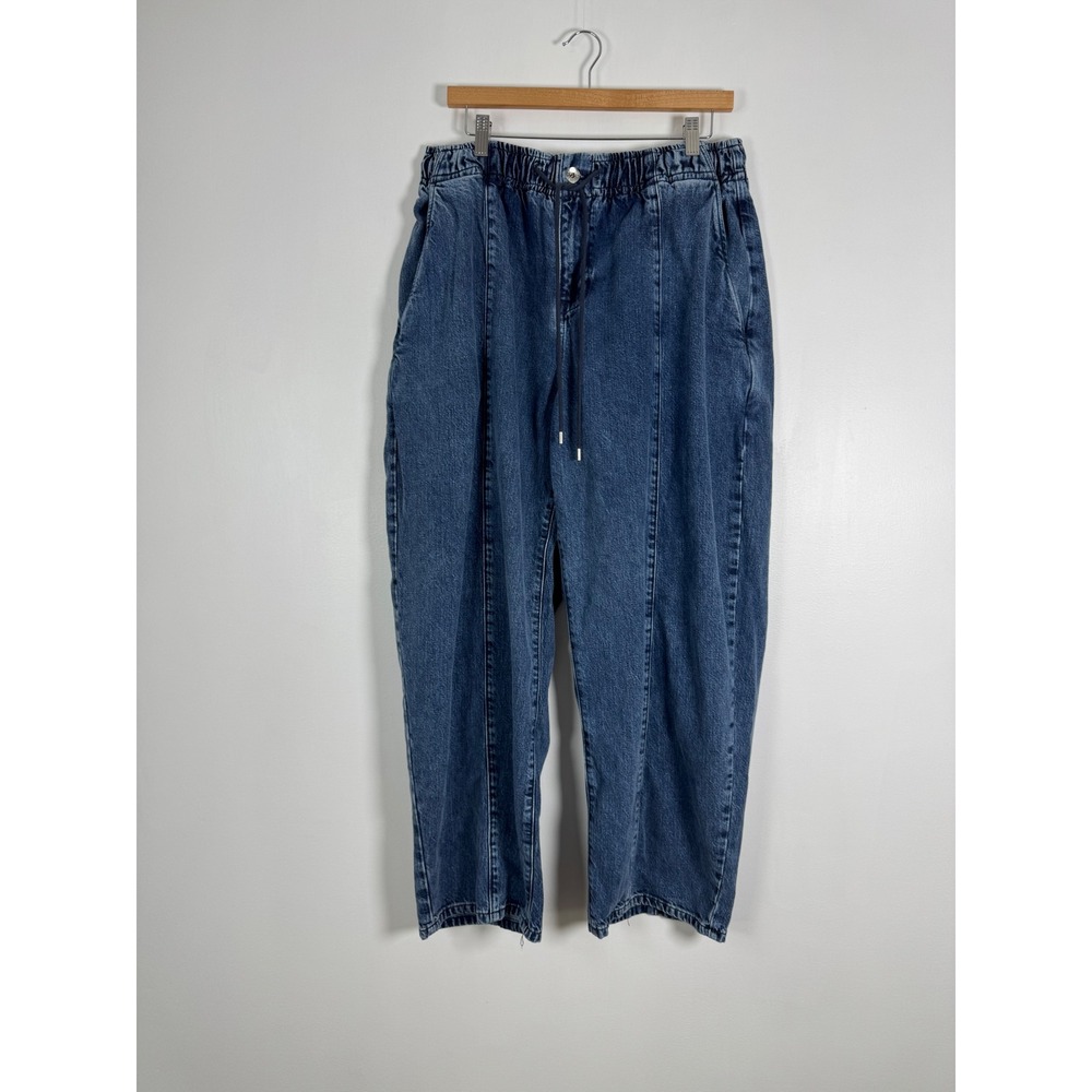 Minimalist Everlane Womens L Baggy Drawstring Jeans Blue Organic Cotton Tencel